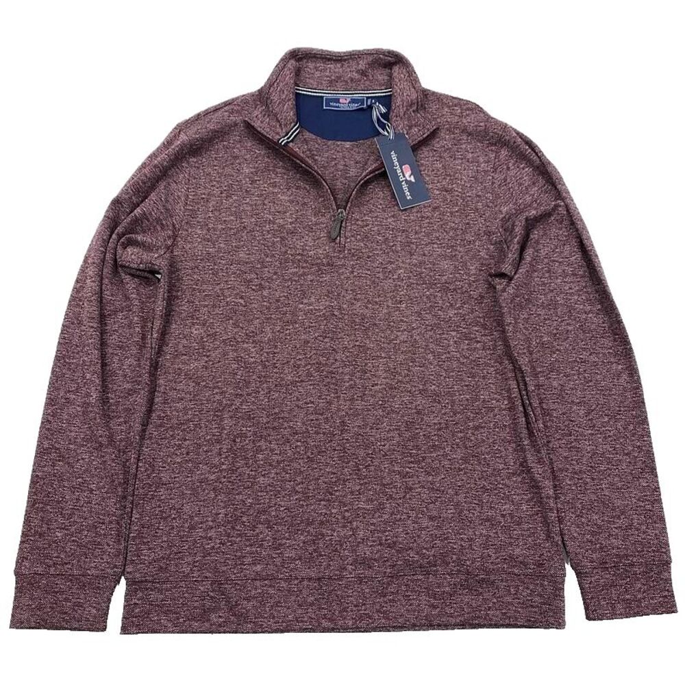 NWT Vineyard Vines Zip Sweater Pullover S Small Knit Red Golf Mens $145